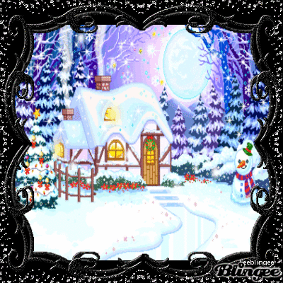 Maison,bonhomme de neige et décoration de noël