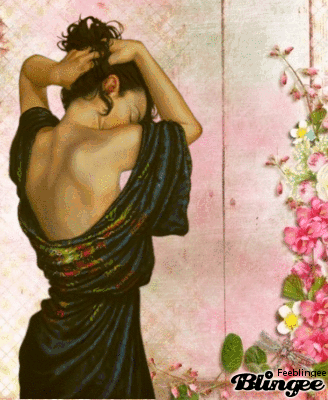 Femme de dos et fleurs